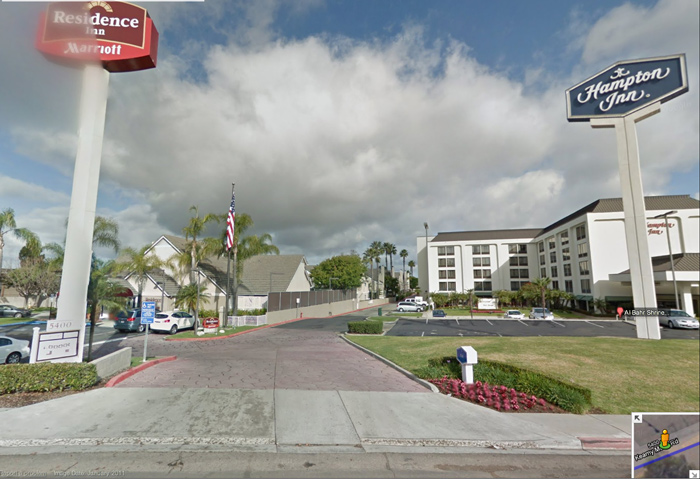 Turn into the driveway on either side of the Hampton Inn. The Al Bahr Center is behind the inn