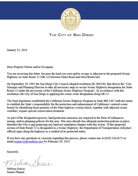 City of SD Ltr to Landowners